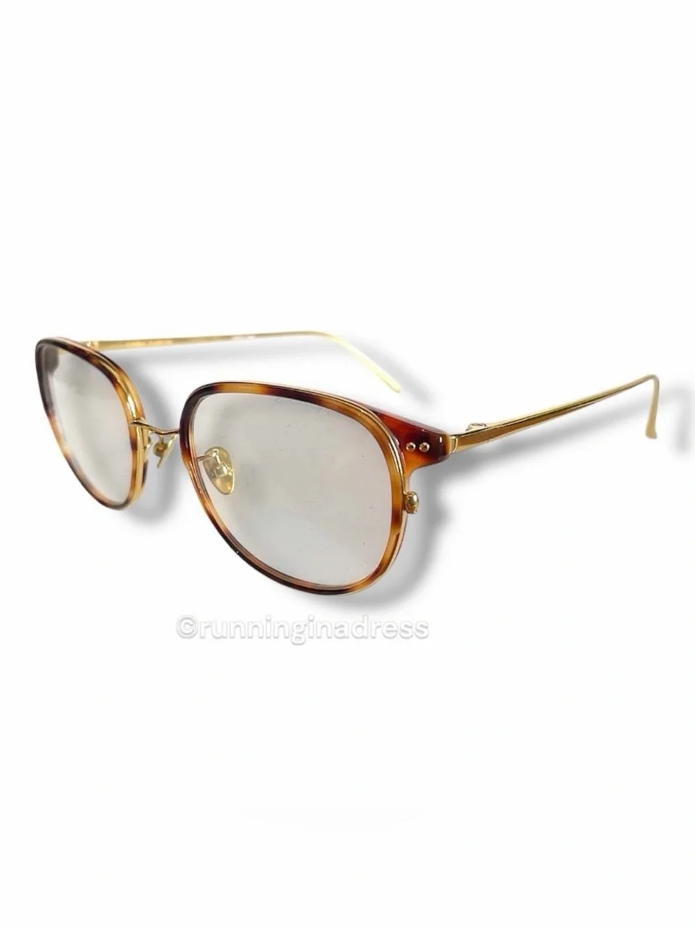 Linda Farrow LFL814 Yanis Tortoise Yellow Gold Optical Glasses Frames NWOT